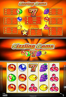 Sizzling Gems - game screens